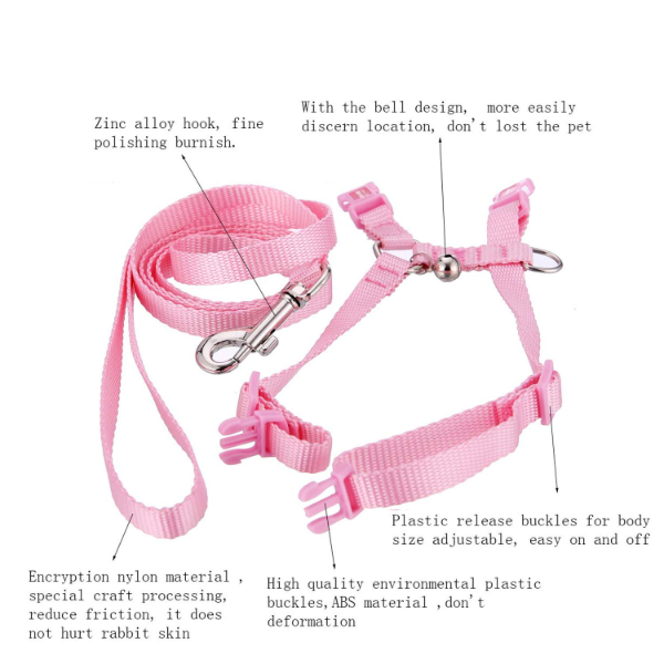 Jainsons Adjustable Pet Harness with Bell for Rabbits, Bunnies, Cats & Kittens – Comfortable, Secure, and Color May Vary (1 Pack) - Image 3