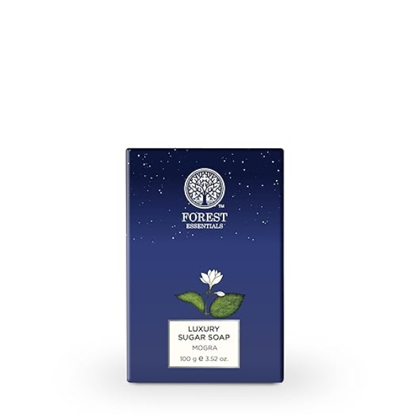 Forest Essentials Mogra Sugar Soap: Cold-Pressed Oil & Raw Cane Sugar | Pure Ayurvedic Scented Soap for Radiant Skin | 100% Natural & Gentle Cleanser