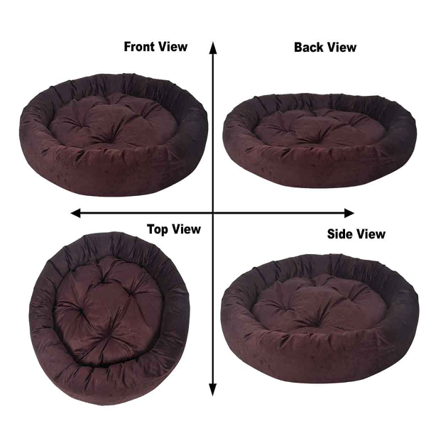 Reversible Ultra Soft Velvet Pet Sofa Bed – Luxury Dog & Cat Bed for Puppies, Rabbits & Small Pets (68×68×20 cm, Small, Brown) - Image 2