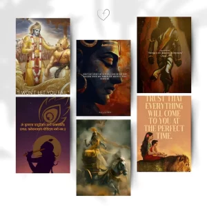 Spiritual Wall Art Poster Set of 6 (A4 Size) – Premium 300 GSM Devotional Prints with Glue Dots | Aesthetic Home Decor for Pooja Room, Bedroom, Living Room & Meditation Space