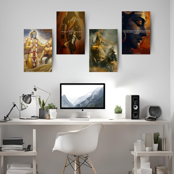 Spiritual Wall Art Poster Set of 6 (A4 Size) – Premium 300 GSM Devotional Prints with Glue Dots | Aesthetic Home Decor for Pooja Room, Bedroom, Living Room & Meditation Space - Image 2