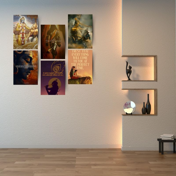 Spiritual Wall Art Poster Set of 6 (A4 Size) – Premium 300 GSM Devotional Prints with Glue Dots | Aesthetic Home Decor for Pooja Room, Bedroom, Living Room & Meditation Space - Image 3