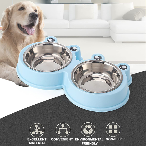 Youstylo Double Stainless Steel Pet Bowls – Non-Slip Food & Water Feeder Set for Cats, Rabbits, Puppies & Small Dogs (Pink) - Image 2