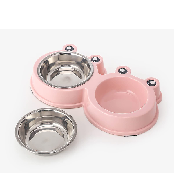 Youstylo Double Stainless Steel Pet Bowls – Non-Slip Food & Water Feeder Set for Cats, Rabbits, Puppies & Small Dogs (Pink) - Image 4