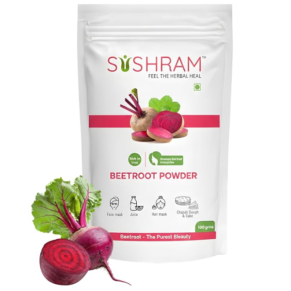 Sushram Pure Beetroot Powder | 100% Natural Pre-Workout Energy & Stamina Booster | Rich in Iron & Nitric Oxide for Blood Health | Edible Beet Root Superfood for Men & Women