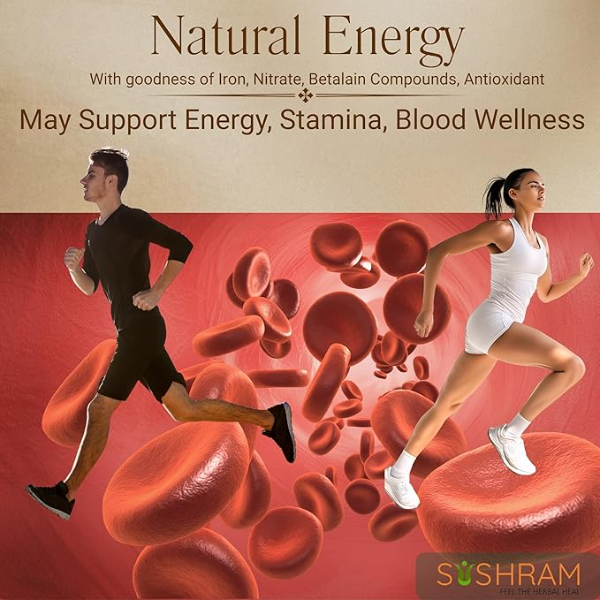 Sushram Pure Beetroot Powder | 100% Natural Pre-Workout Energy & Stamina Booster | Rich in Iron & Nitric Oxide for Blood Health | Edible Beet Root Superfood for Men & Women - Image 4