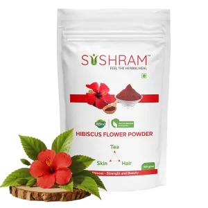 Sushram Pure Hibiscus Powder | 100% Natural Vitamin C for Hair Growth, Glowing Skin & Immunity | Edible Herbal Tea Grade | Anti-Dandruff & Skin Toning Ayurvedic Supplement | Men & Women
