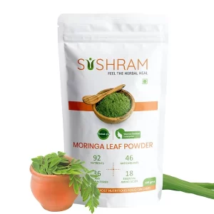 Sushram Pure Moringa Leaf Powder | 100% Natural Green Superfood for Immunity & Energy | High Protein & Iron Supplement for Natural Detox | Edible Drumstick Leaf Powder for Men & Women