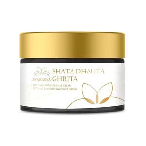 Svarasya Ayurvedic Night Cream (Shata Dhauta Ghrita) | 100x Washed Natural Ghee Moisturizer for Anti-Aging & Deep Nourishment | 25g