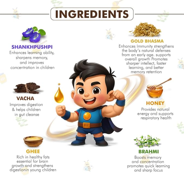 Swarnakayu Swarnaprashan Drops for Kids (15ml) | 24K Gold Bhasma & Shankhpushpi Formula | Natural Immunity & Brain Booster for Children 0-16 Years | Ayurvedic Memory & Growth Support - Image 3