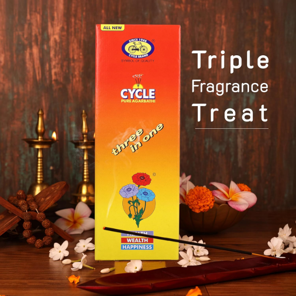 Cycle Pure Three-in-One Premium Agarbatti – Scented Incense Sticks for Health, Wealth & Happiness | 250g Pack for Daily Puja, Meditation & Positive Energy - Image 2