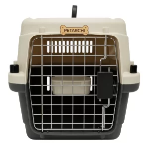Petarchi 20-Inch Portable Pet Travel Carrier – Folding Dog & Cat Crate with Metal Door, Spring Lock, and Ventilation for Small Pets, Puppies, Kittens & Rabbits