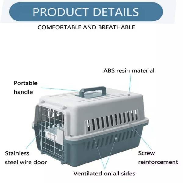 Petarchi 20-Inch Portable Pet Travel Carrier – Folding Dog & Cat Crate with Metal Door, Spring Lock, and Ventilation for Small Pets, Puppies, Kittens & Rabbits - Image 2
