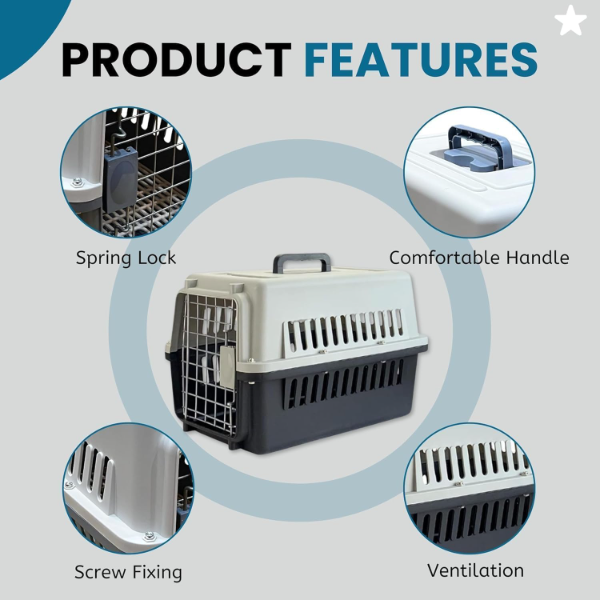 Petarchi 20-Inch Portable Pet Travel Carrier – Folding Dog & Cat Crate with Metal Door, Spring Lock, and Ventilation for Small Pets, Puppies, Kittens & Rabbits - Image 3