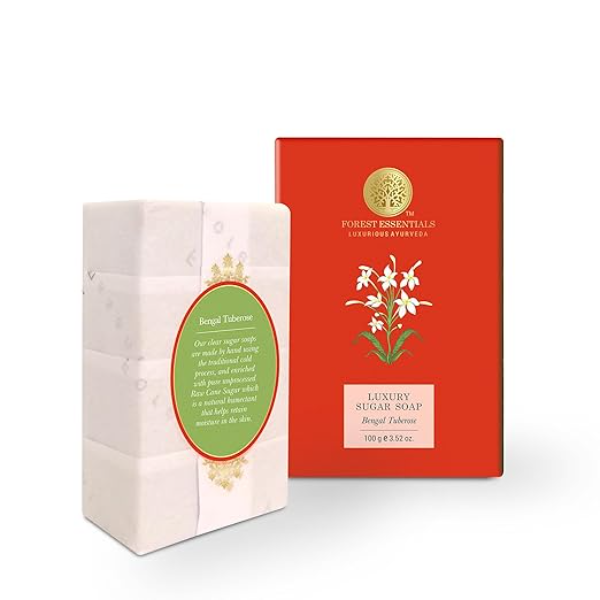 Forest Essentials Luxury Sugar Soap – Bengal Tuberose | Handmade Ayurvedic Bath Soap for Soft Skin | Deeply Cleansing & Moisturizing Body Bar | 125g - Image 2