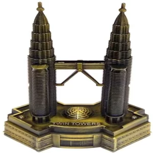 Zahab metal Malaysian souvenir Petronas Twin Towers miniature statue.