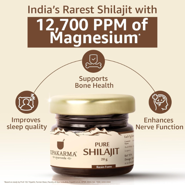 Upakarma Pure Shilajit Resin (20g) – 300mg per Serving | 66 Servings for Maximum Stamina & Strength | Lab Tested Authentic Himalayan Shilajeet - Image 4