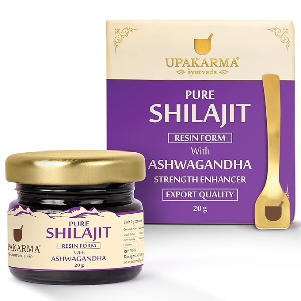 Upakarma Shilajit Resin with Ashwagandha (20g) – 66 Servings | High Potency 2-in-1 Formula for Muscle Growth & Strength | Lab Tested Authentic Ayurvedic Blend