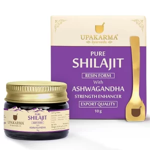 Upakarma Shilajit Resin with Ashwagandha (10g) – 300mg Serving | Boosts Strength & Lean Muscle Mass | Authentic 2-in-1 Ayurvedic Performance Blend | 33 Servings