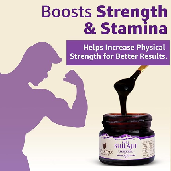 Upakarma Shilajit Resin with Ashwagandha (20g) – 66 Servings | High Potency 2-in-1 Formula for Muscle Growth & Strength | Lab Tested Authentic Ayurvedic Blend - Image 2