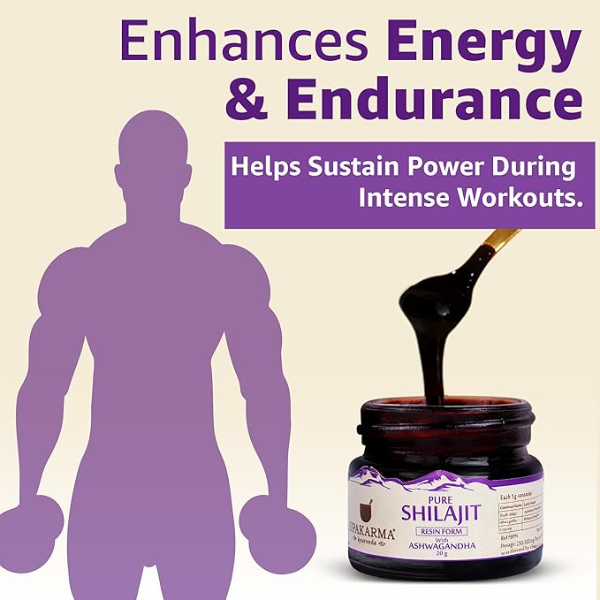 Upakarma Shilajit Resin with Ashwagandha (20g) – 66 Servings | High Potency 2-in-1 Formula for Muscle Growth & Strength | Lab Tested Authentic Ayurvedic Blend - Image 3