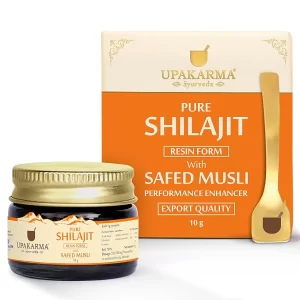 Upakarma Shilajit Resin with Safed Musli (10g) – 300mg Serving | Natural Performance & Power Booster for Men | Authentic 100% Ayurvedic Formula | 33 Servings