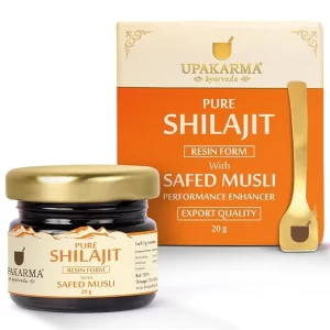 Upakarma Shilajit Resin with Safed Musli (20g) – 66 Servings | Natural Performance & Power Booster for Men | Authentic Ayurvedic Strength & Stamina Blend