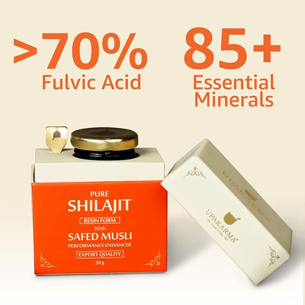 Upakarma Shilajit Resin with Safed Musli (20g) – 66 Servings | Natural Performance & Power Booster for Men | Authentic Ayurvedic Strength & Stamina Blend - Image 4