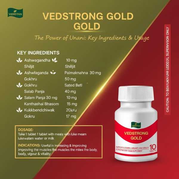 Vedstrong Gold Male Stamina Tablets (10 Tablets) – Ashwagandha, Safed Musli & Shatavari Herbal Man Power Supplement - Image 3
