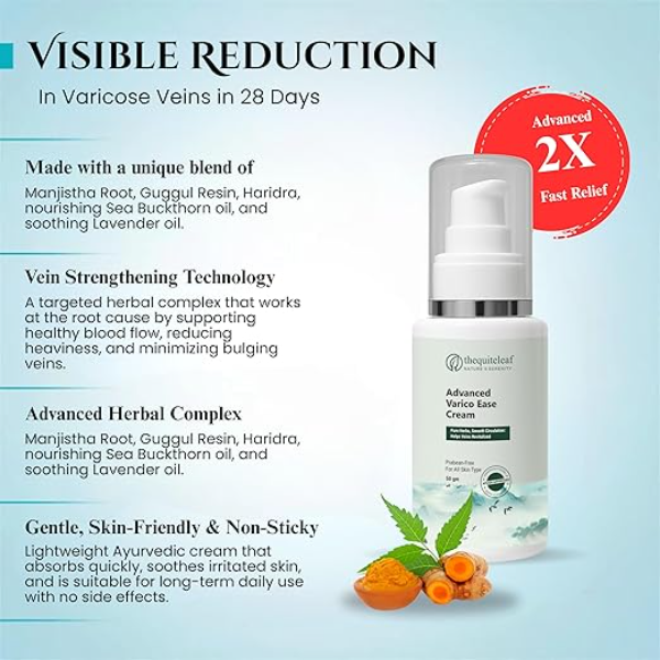 Varicose Vein Relief Cream | Fast Pain, Swelling & Leg Discomfort Support | Deep Penetration Ayurvedic Formula - Image 2