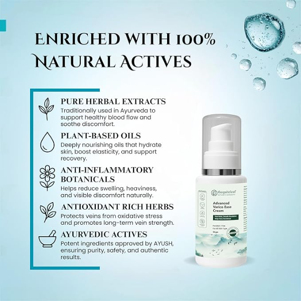 Ayurvedic Varicose Vein Relief Cream | Natural Spider Vein Treatment for Legs | Soothes Pain, Swelling & Inflammation | 50g Herbal Ointment - Image 3
