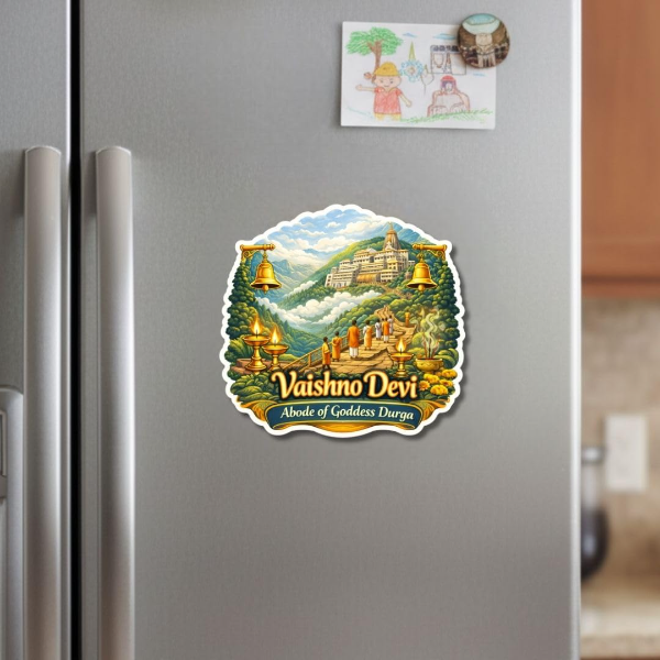 Wooden Fridge Magnet Stickers for Refrigerator, Door Magnet Stickers, Multipurpose Office Magnets | Best Souvenir Gift | Home Office Fridge Decoration Items (Vashno Devi) - Image 2