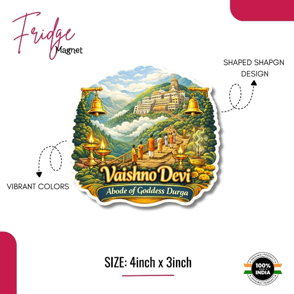 Wooden Fridge Magnet Stickers for Refrigerator, Door Magnet Stickers, Multipurpose Office Magnets | Best Souvenir Gift | Home Office Fridge Decoration Items (Vashno Devi) - Image 3