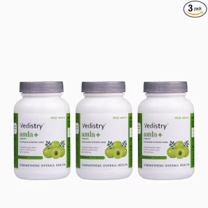 Vedistry Amla+ Tablets (180 Count, Pack of 3) | 90-Day Supply Natural Vitamin C & Immunity Booster | High-Absorption with Piperine | Ayurvedic Hair Growth & Skin Radiance Bundle | Bulk Value Pack