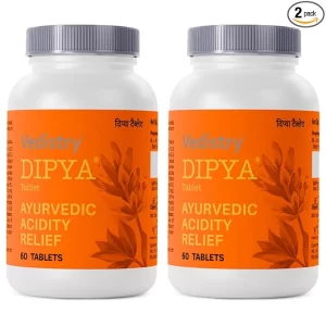 Vedistry Dipya Acidity Relief Tablets (120 Count - Pack of 2) | Clinically Proven GERD & Chronic Acidity Treatment | 100% Relief in 60 Days | With Yashtimadhu & Amla | Natural & Safe