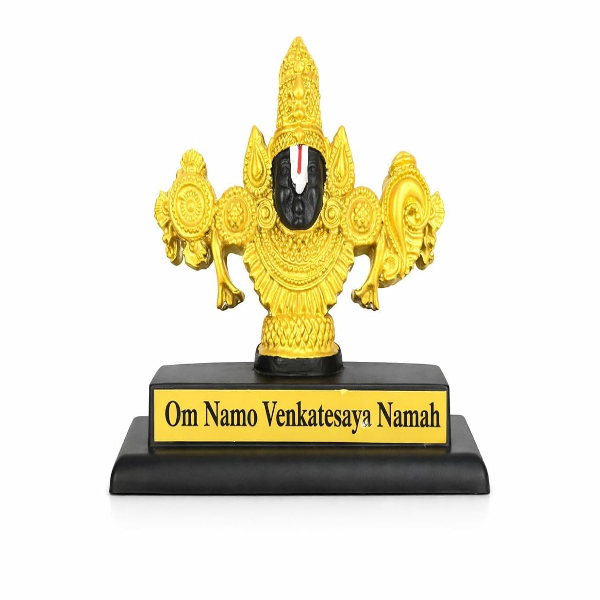 Om Namo Venkatesaya Idol for Car Dashboard, Home Temple & Office Desk – Polyresin Spiritual Showpiece for Puja Room Decor & Meaningful Devotional Gift