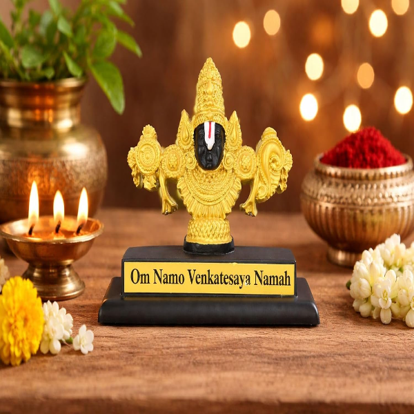 Om Namo Venkatesaya Idol for Car Dashboard, Home Temple & Office Desk – Polyresin Spiritual Showpiece for Puja Room Decor & Meaningful Devotional Gift - Image 2