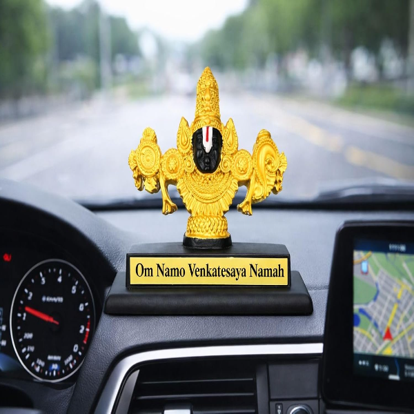 Om Namo Venkatesaya Idol for Car Dashboard, Home Temple & Office Desk – Polyresin Spiritual Showpiece for Puja Room Decor & Meaningful Devotional Gift - Image 3