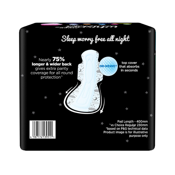 Whisper Night Pads XXXL for Women | 0% Leak Overnight Protection | 40 cm Long Thick Pads | Pack of 2 - Image 2