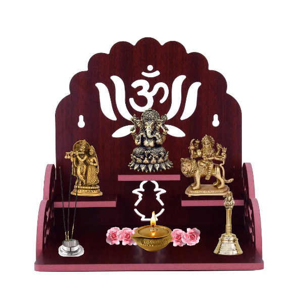 Lyrics Creation Handmade Wooden Puja Temple Wall Hanging & Table Top Mandir – Beautiful Dark Brown Home Décor Spiritual Prayer Temple for Home, Office & Worship Space (Dark Brown 1)