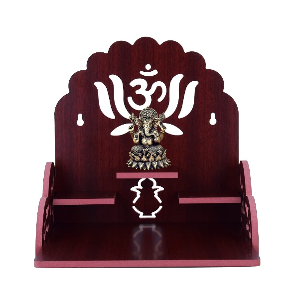 Lyrics Creation Handmade Wooden Puja Temple Wall Hanging & Table Top Mandir – Beautiful Dark Brown Home Décor Spiritual Prayer Temple for Home, Office & Worship Space (Dark Brown 1) - Image 2