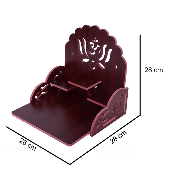 Lyrics Creation Handmade Wooden Puja Temple Wall Hanging & Table Top Mandir – Beautiful Dark Brown Home Décor Spiritual Prayer Temple for Home, Office & Worship Space (Dark Brown 1) - Image 4