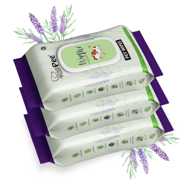 Pack of three PUPPEE biodegradable pet wipes canisters for dog and cat owners.