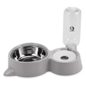 Foodie Puppies 2-in-1 Pet Feeding Bowl & Automatic Water Dispenser Set – Stainless Steel Food Bowl for Puppies & Cats (Wet & Dry Food)