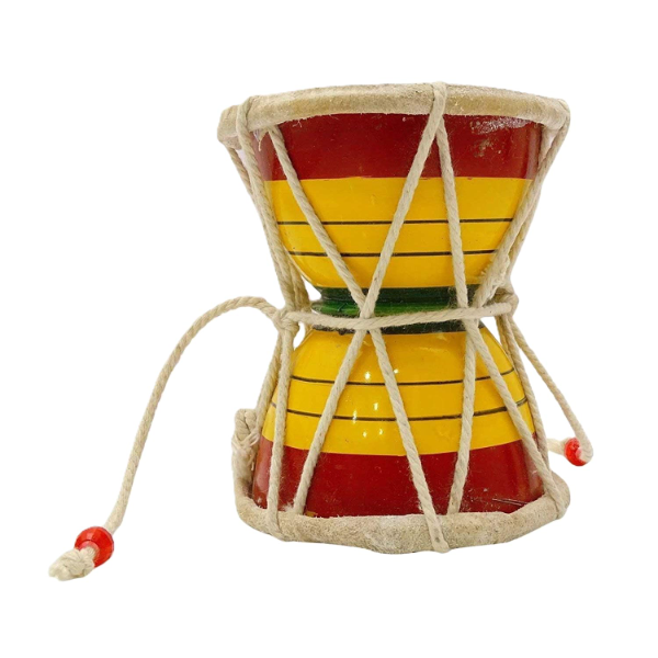 3-Inch Wooden Damru (Pack of 1) – Traditional Shiva Damru for Mahadev Puja, Hindu Religious Musical Instrument for Temple Worship, Bhajan & Home Mandir Devotional Use (Medium Size)