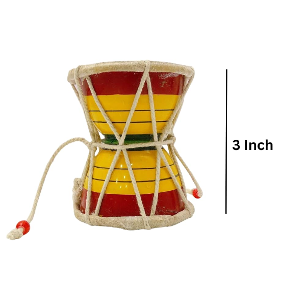 3-Inch Wooden Damru (Pack of 1) – Traditional Shiva Damru for Mahadev Puja, Hindu Religious Musical Instrument for Temple Worship, Bhajan & Home Mandir Devotional Use (Medium Size) - Image 2