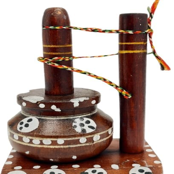 Wooden Dahi Handi for Laddu Gopal – Krishna Janmashtami Decoration Showpiece for Mandir, Home & Temple Decor | Traditional Krishna Festival Toy for Kids - Image 2