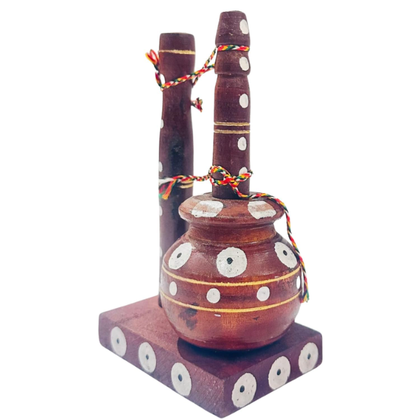 Wooden Dahi Handi for Laddu Gopal – Krishna Janmashtami Decoration Showpiece for Mandir, Home & Temple Decor | Traditional Krishna Festival Toy for Kids - Image 3