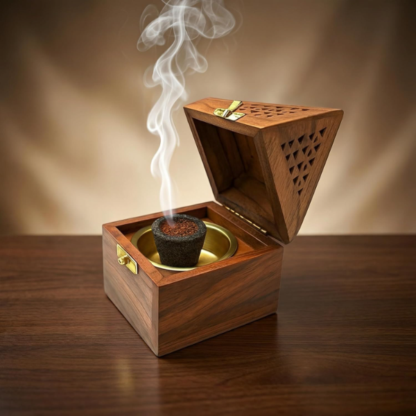 Handcrafted Wooden Sambrani Dhoop Holder for Mandir & Home – Traditional Dhup Dani for Daily Puja, Meditation & Ritual Use - Image 2