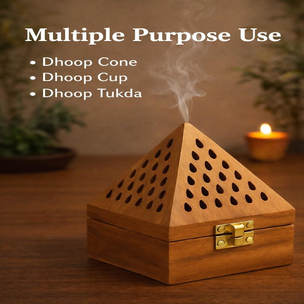 Handcrafted Wooden Sambrani Dhoop Holder for Mandir & Home – Traditional Dhup Dani for Daily Puja, Meditation & Ritual Use - Image 4